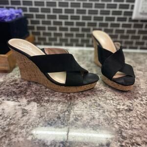 Women's Latrice Wedge Mule Sandal - Charles David - Black and cork